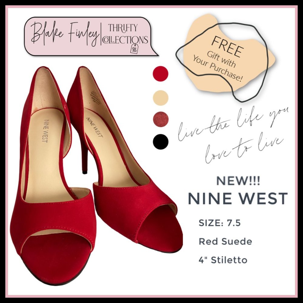 NEW! Red Suede Heels by NINE WEST